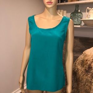 Turquoise silk sleeveless blouse size medium
